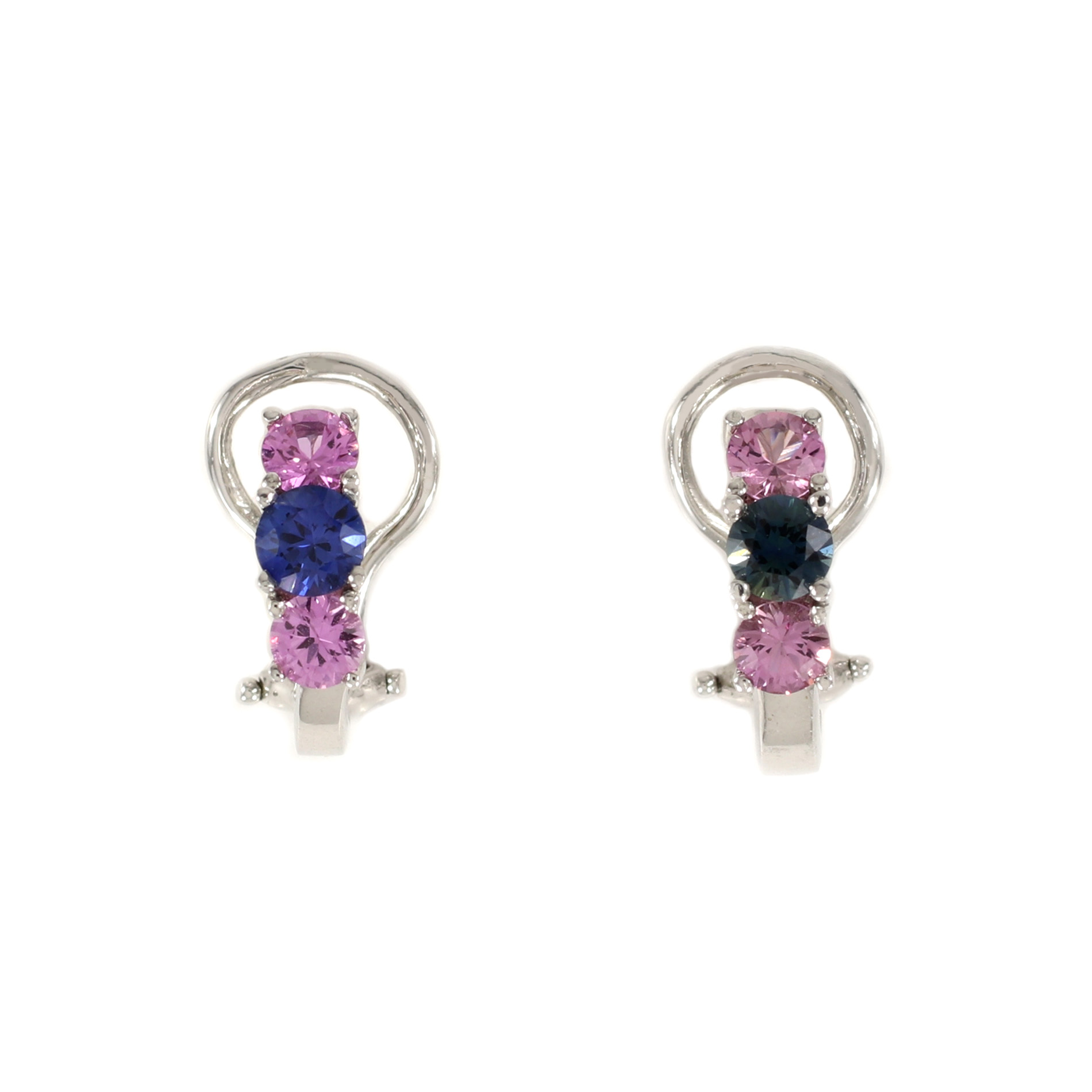 Three Stone Sapphire Earrings