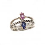 Two Tone Split Band Sapphire And Diamond Ring
