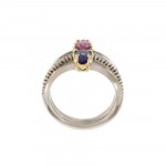 Two Tone Split Band Sapphire And Diamond Ring