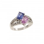 Sapphire And Diamond Split Band Ring