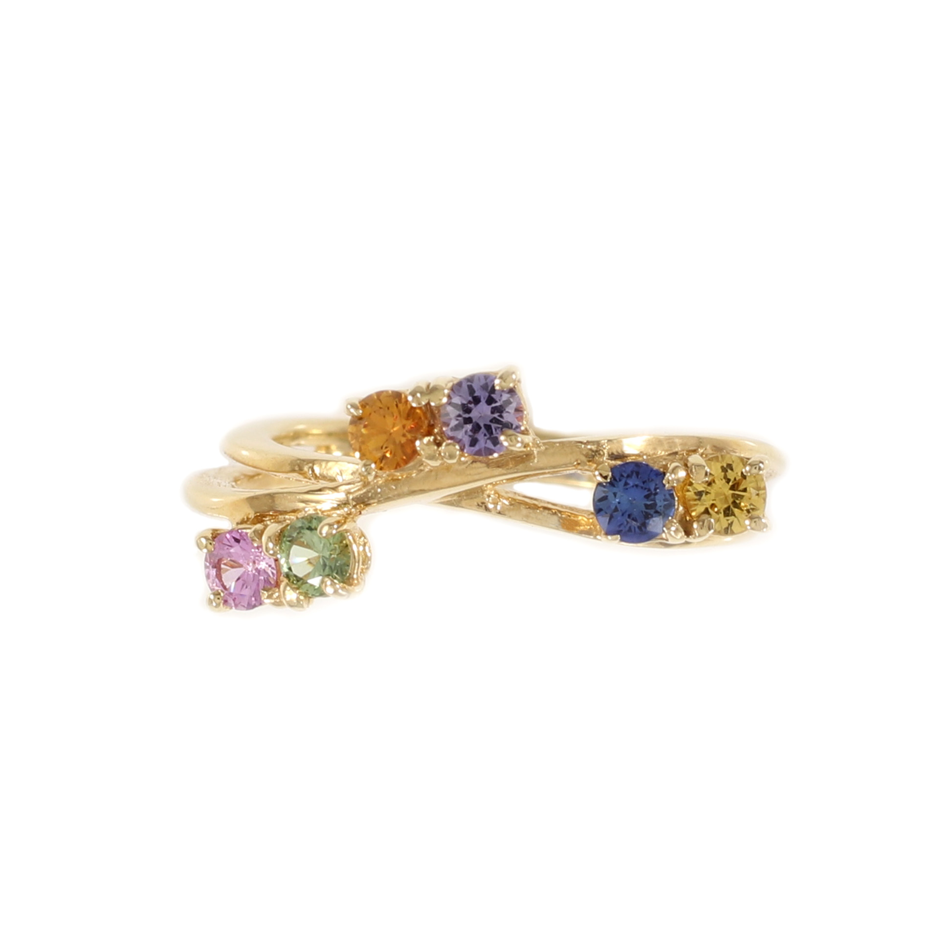 Rainbow Sapphire Vine Ring