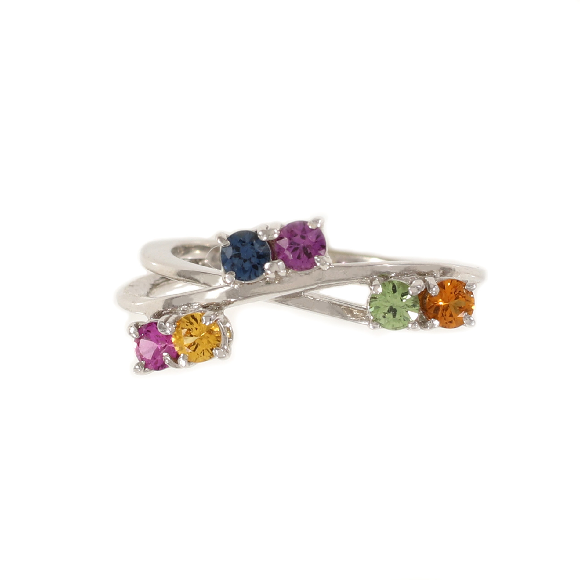 Rainbow Sapphire Vine Ring