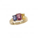 Vivid Three Stone Sapphire Ring