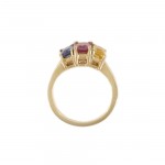 Vivid Three Stone Sapphire Ring