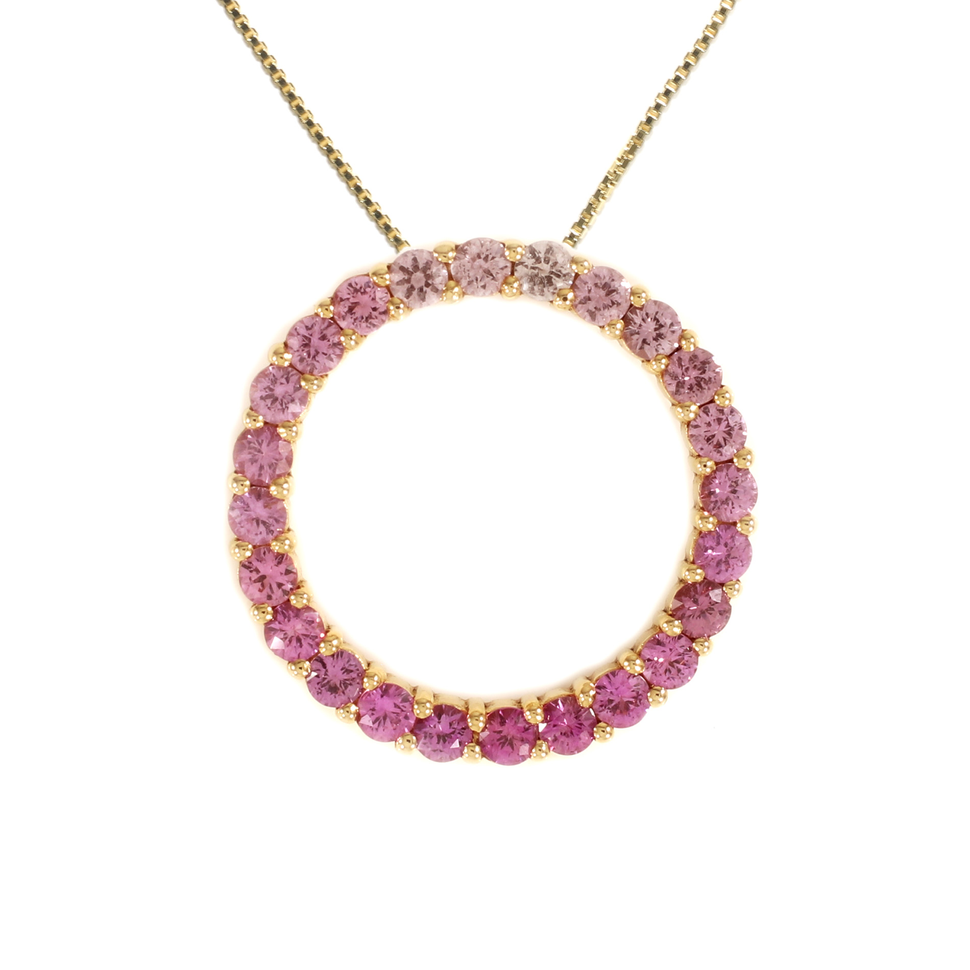 Graduated Pink Sapphire Circle Pendant