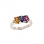 Vivid Three Stone Sapphire Ring