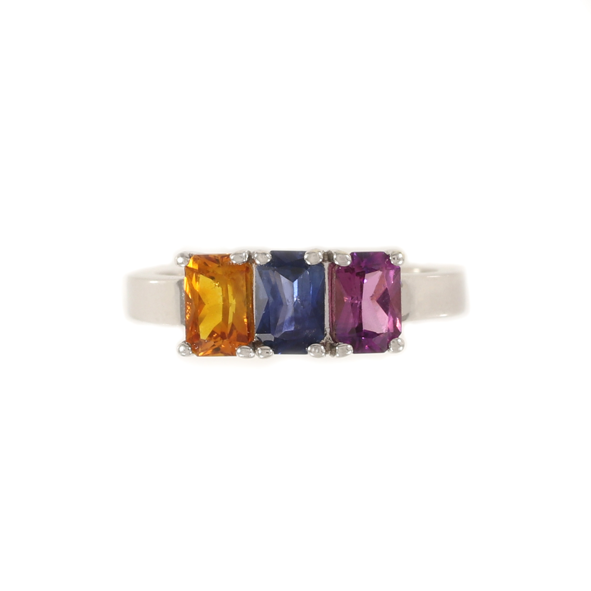 Vivid Three Stone Sapphire Ring