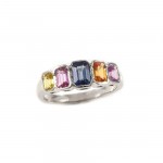 Five Stone Rainbow Sapphire Ring