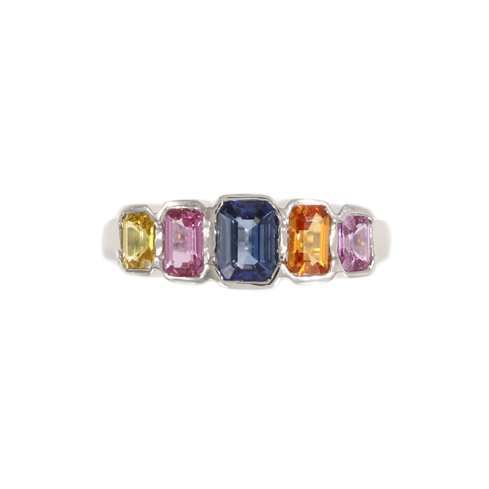 Five Stone Rainbow Sapphire Ring