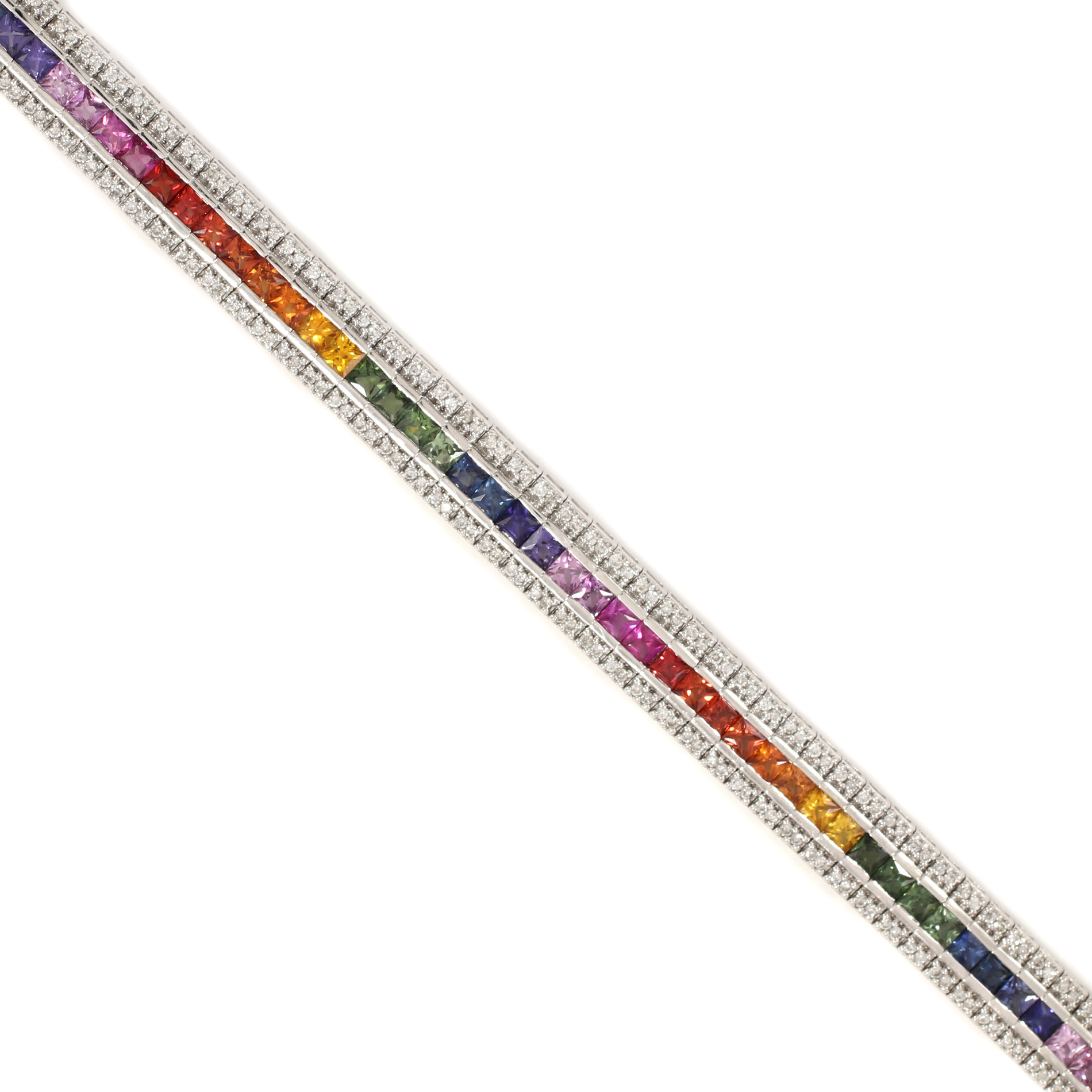 Rainbow Sapphire & Diamond Bracelet