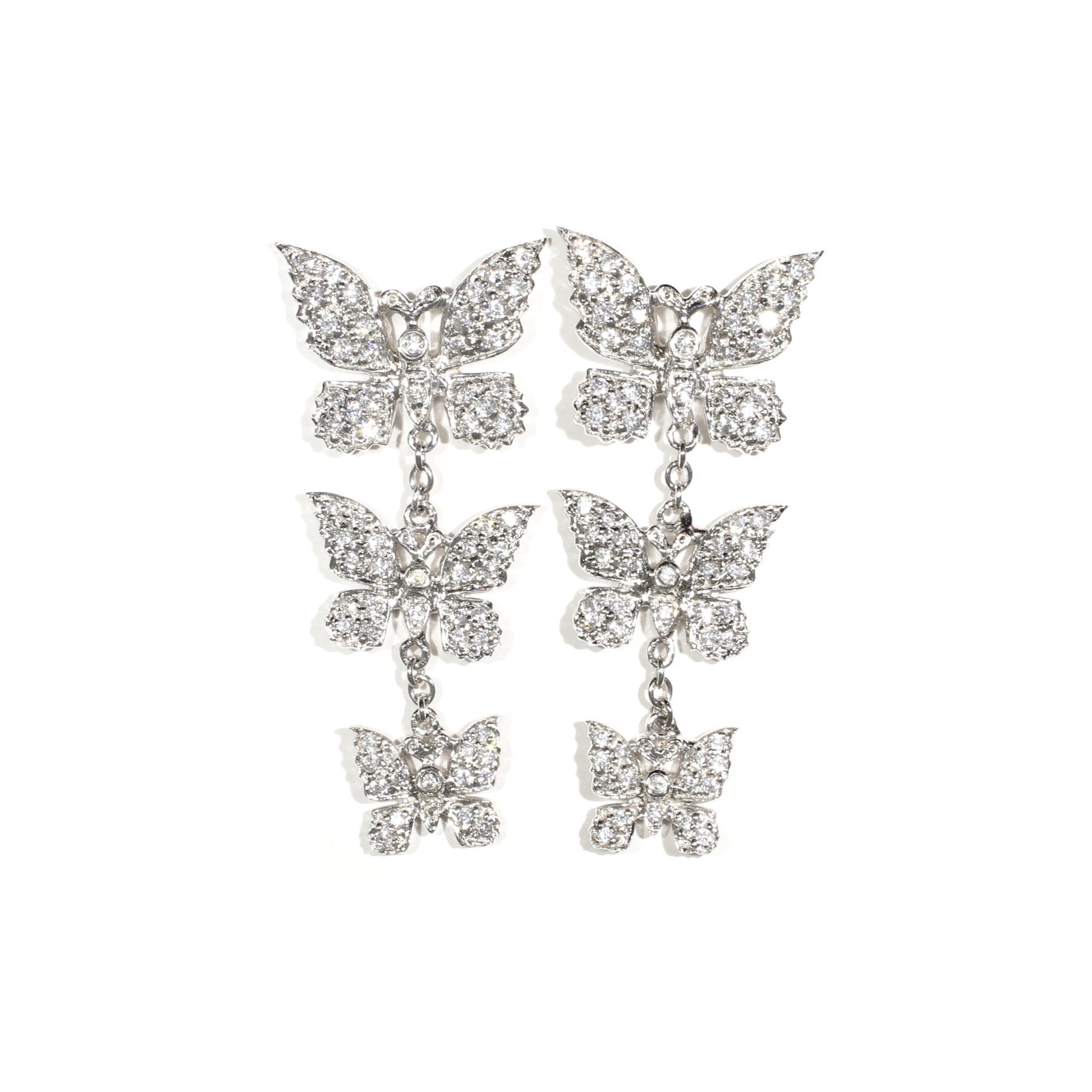 Pavé Butterfly Drop Earrings