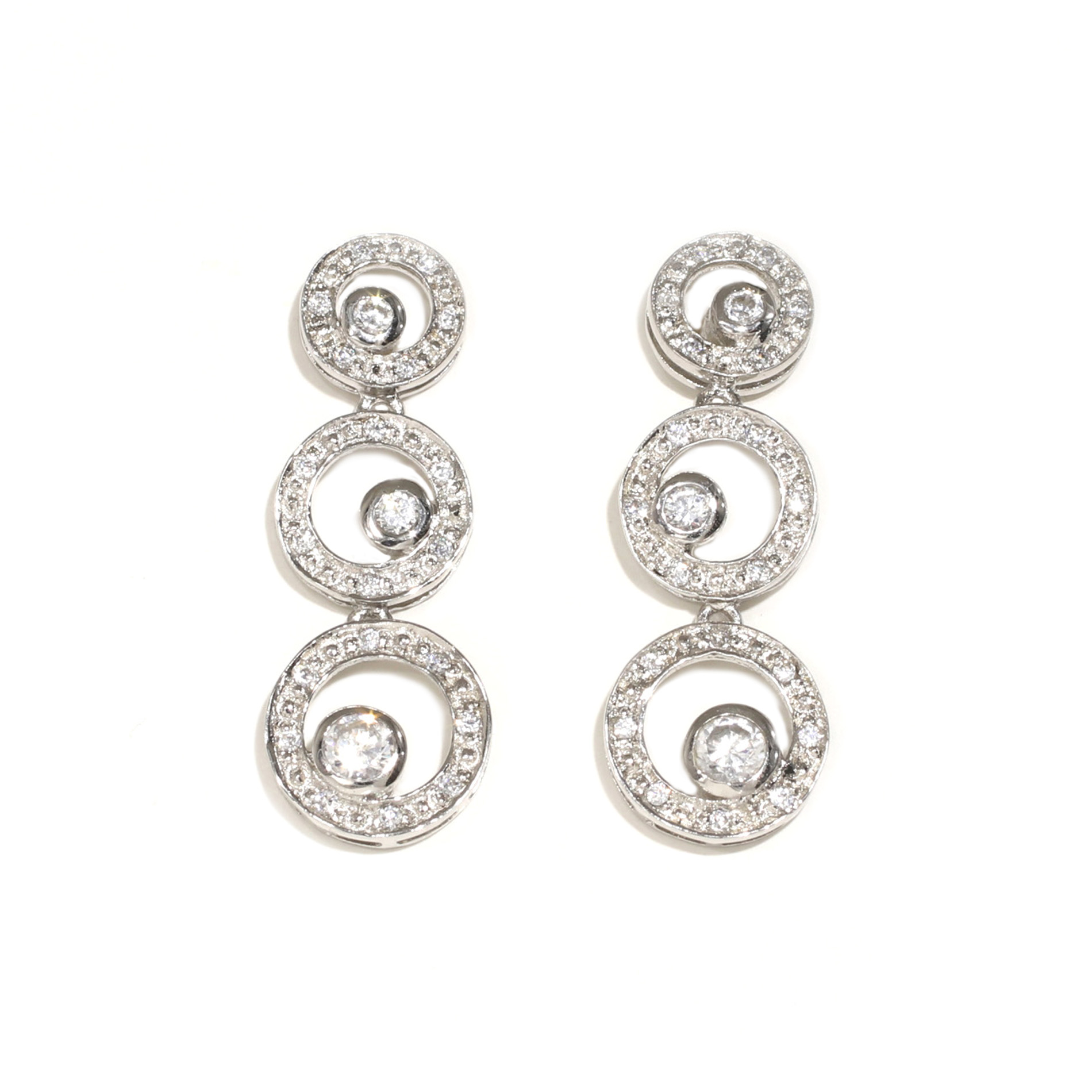 Triple Halo Drop Earrings