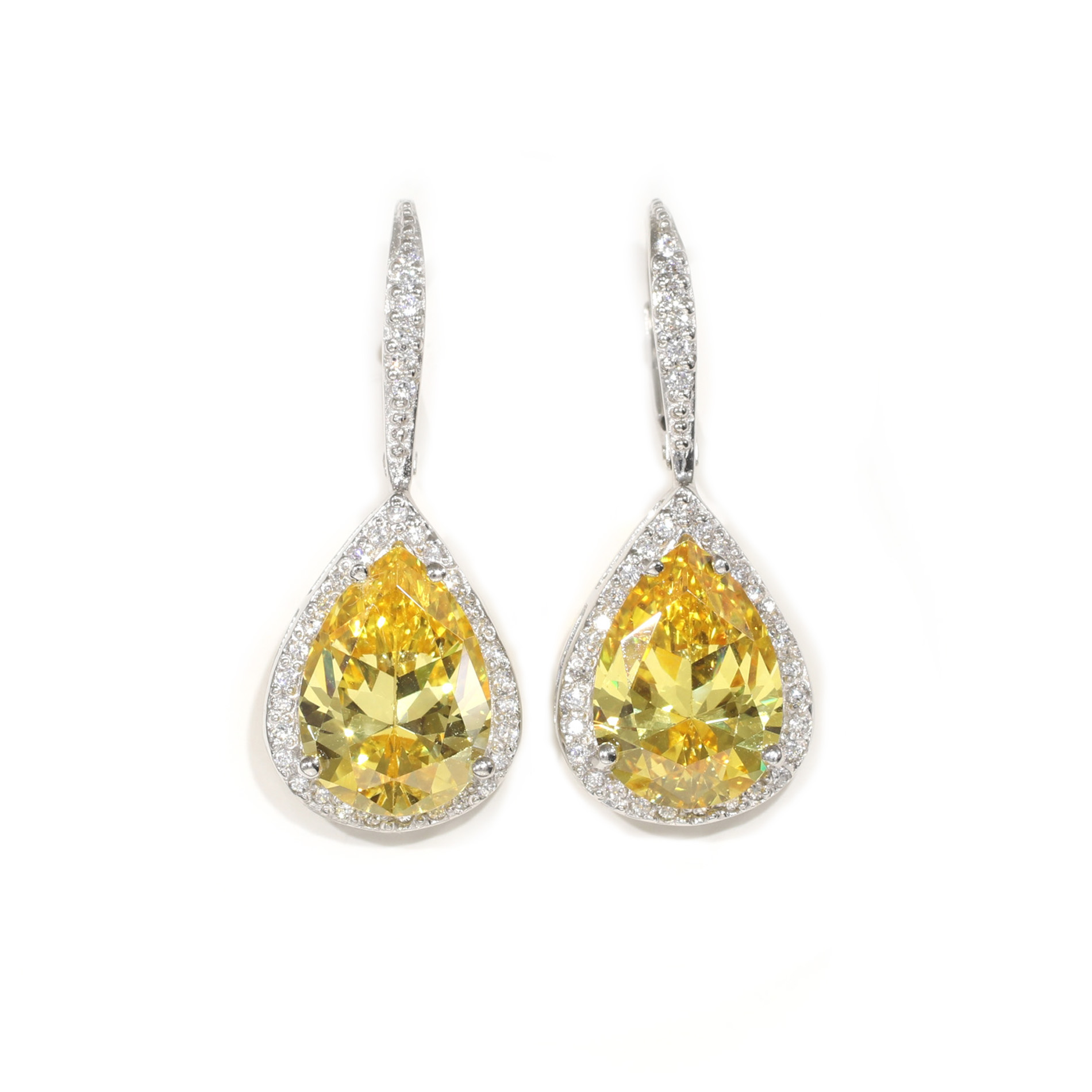 Large Canary Pear Leverback Earrings