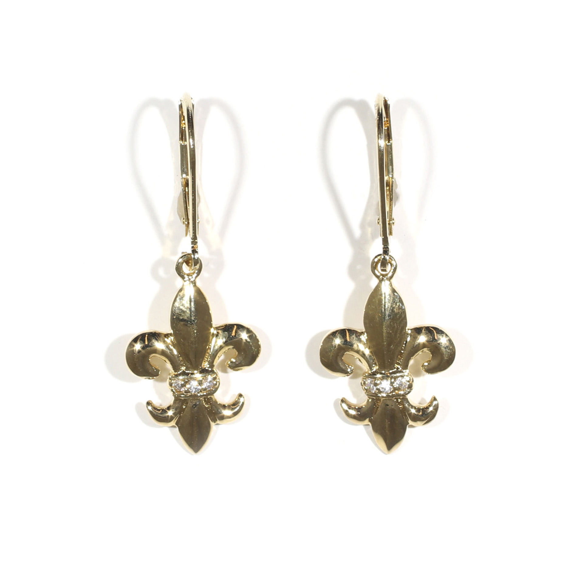 High Polish Fleur De Lis Leverback Earrings