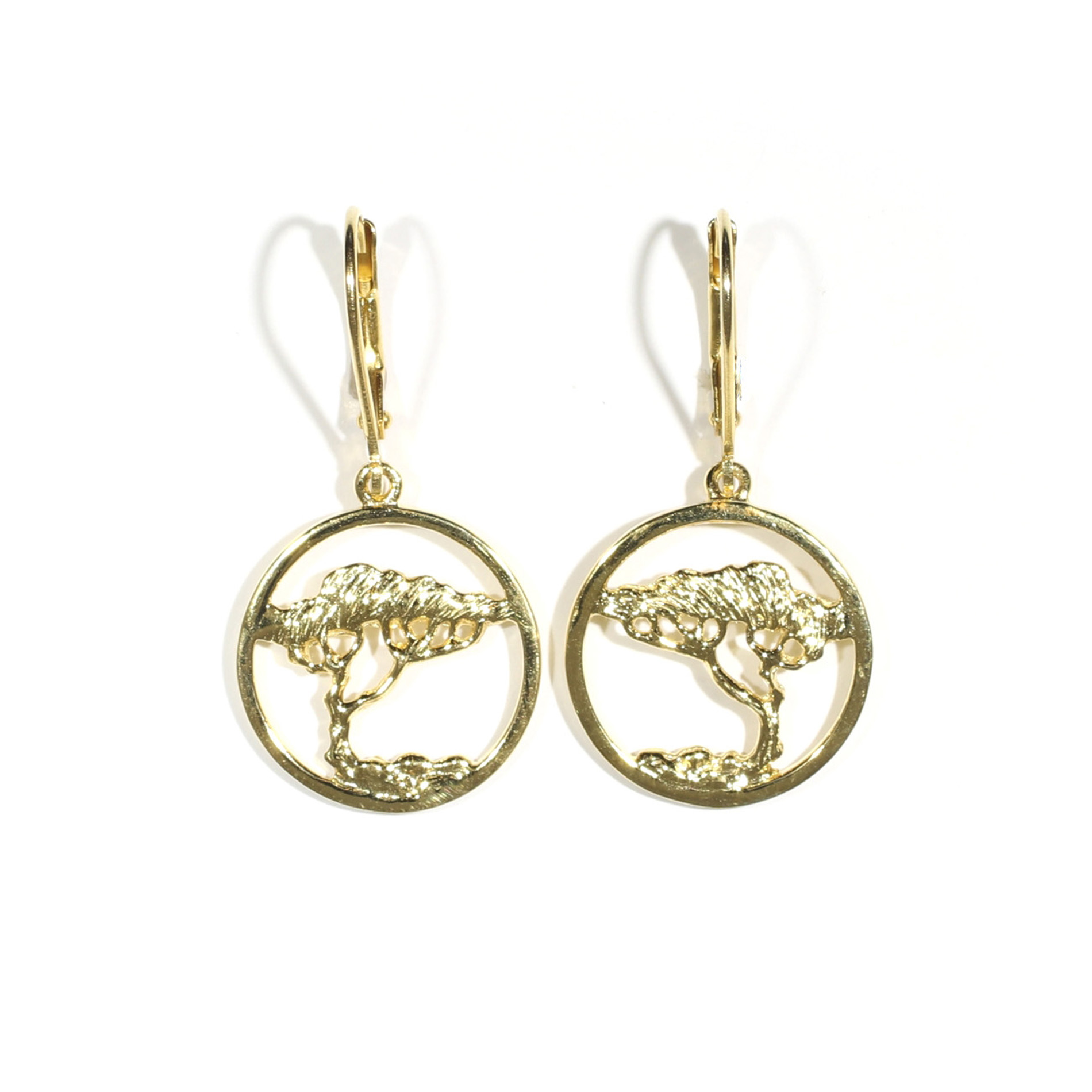 Medium Cypress In A Circle Leverback Earrings