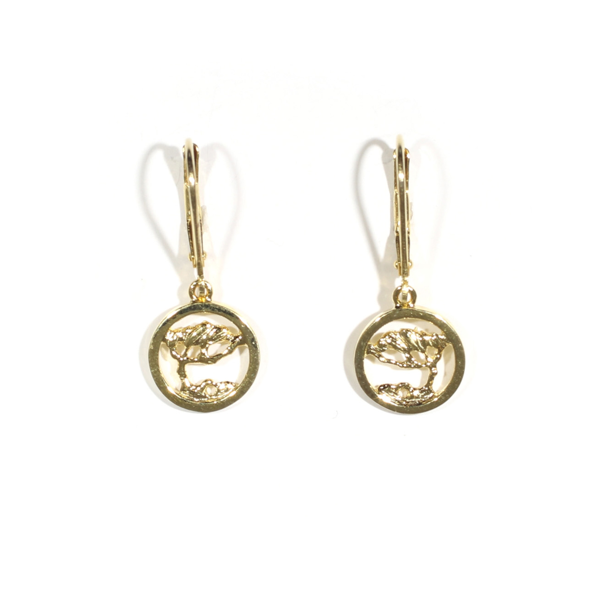 Small Cypress In A Circle Leverback Earrings