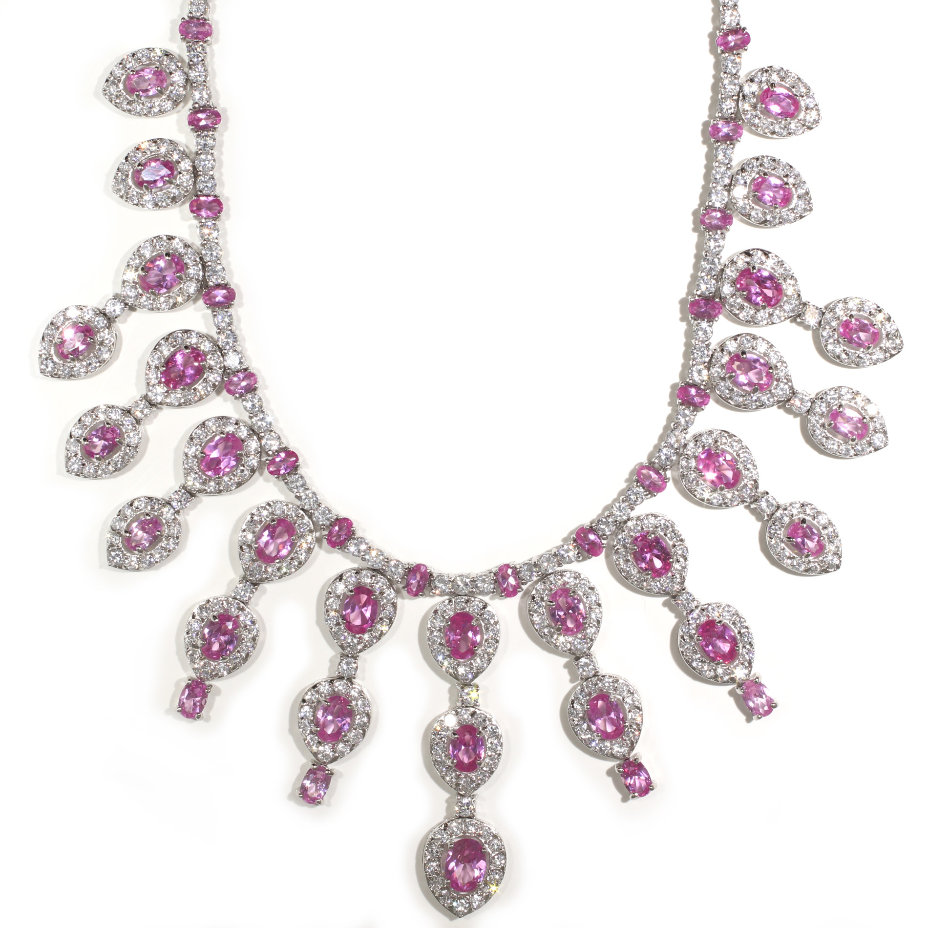 Pink Sapphire Chandelier Necklace