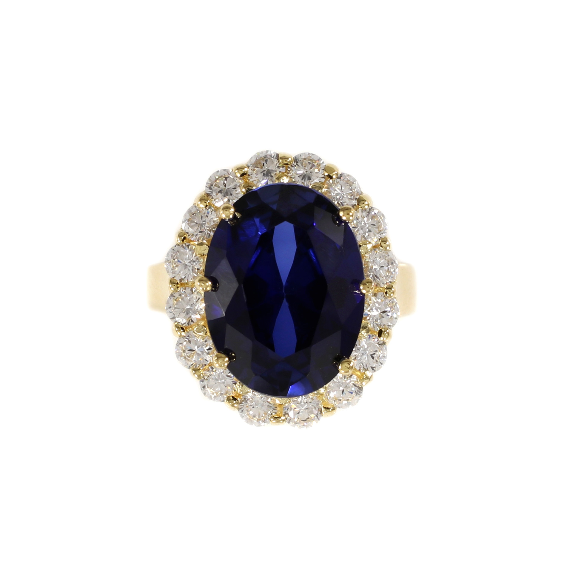 18k Large Oval Sapphire & Diamond Stargazer Ring