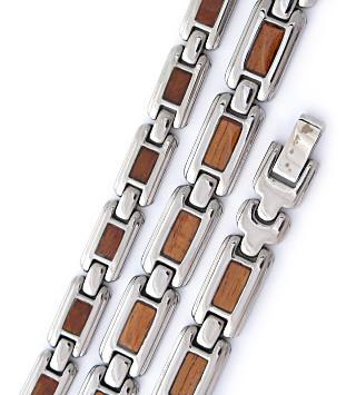 Link Bracelet With Koa Wood