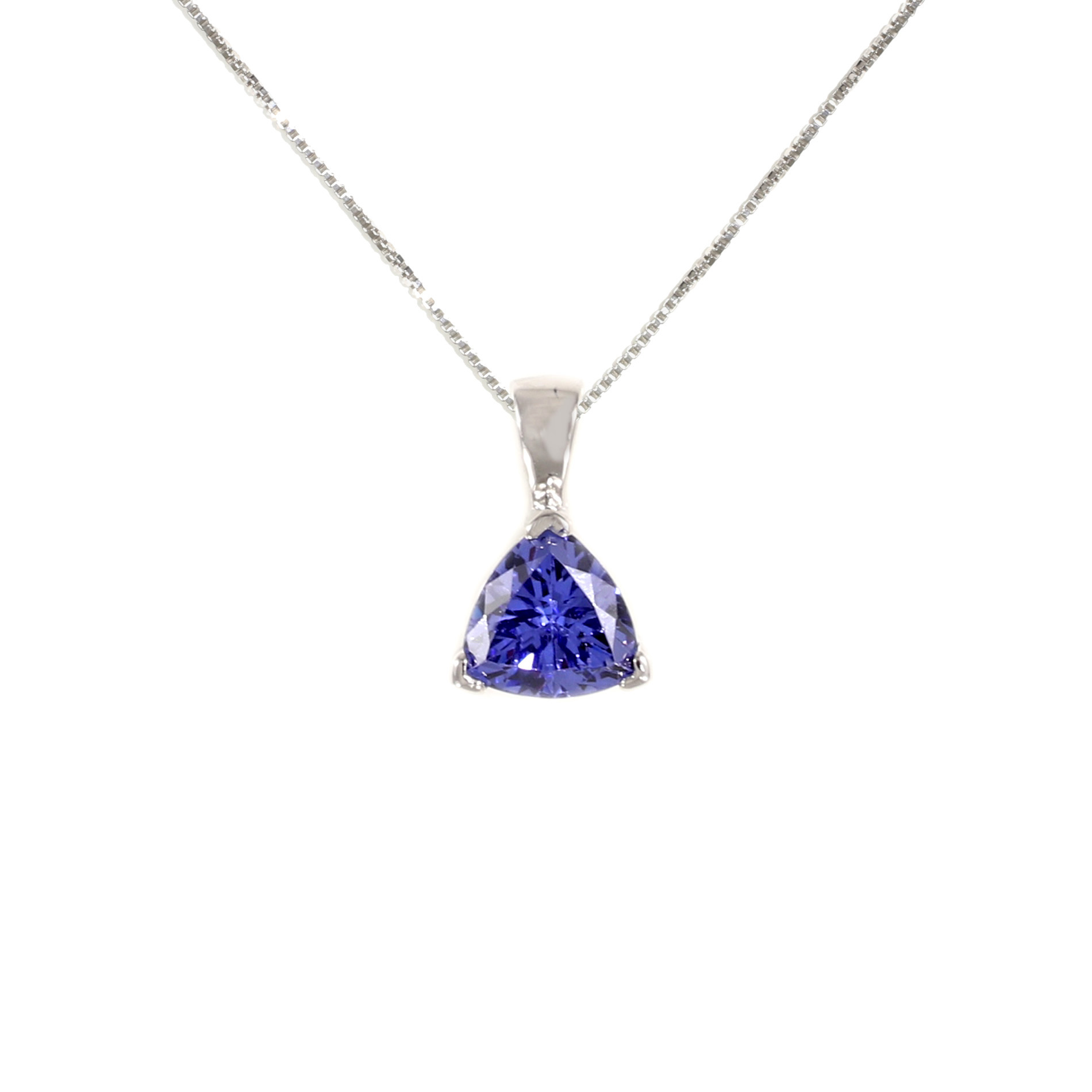 Trillion cut store tanzanite pendant