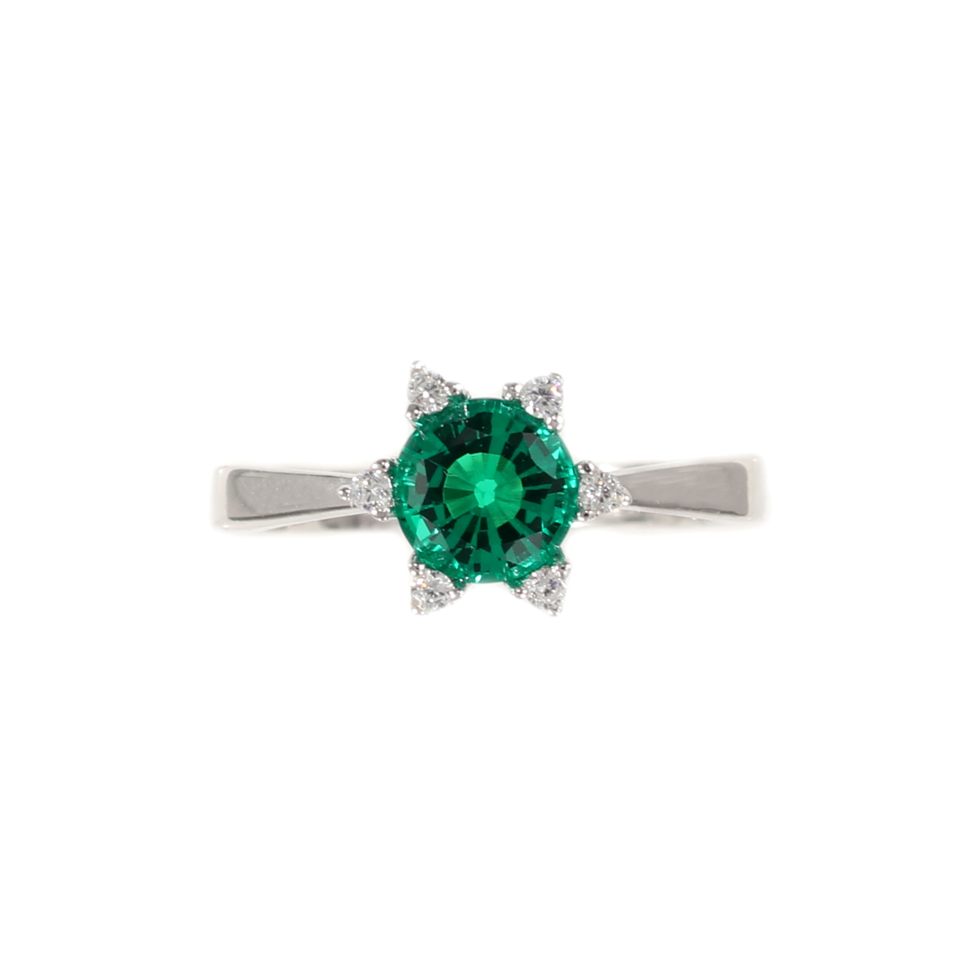Tamara G Designs | Accented Solitaire Emerald Ring