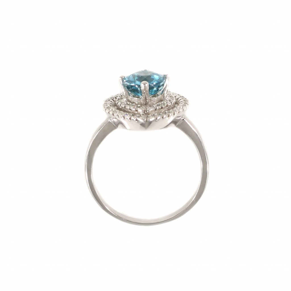 Tamara G Designs | Double Halo Blue Zircon Ring