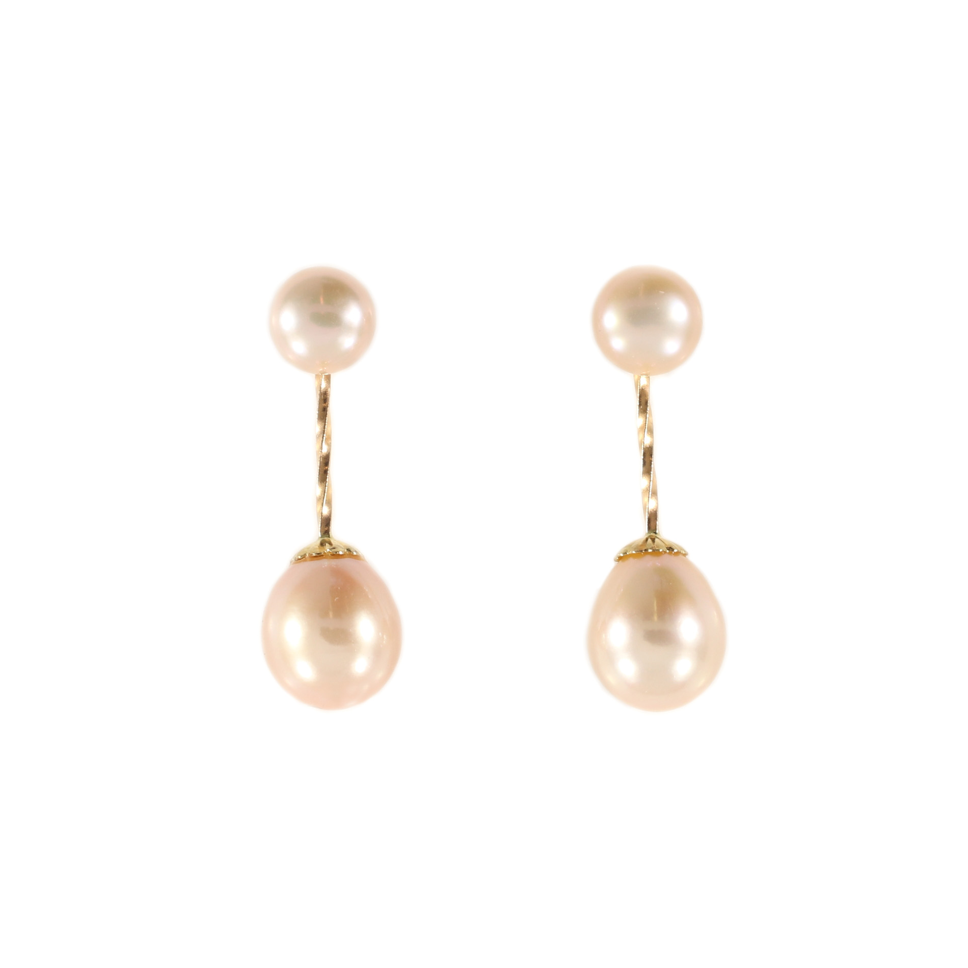 Pink pearl dangle earrings on sale
