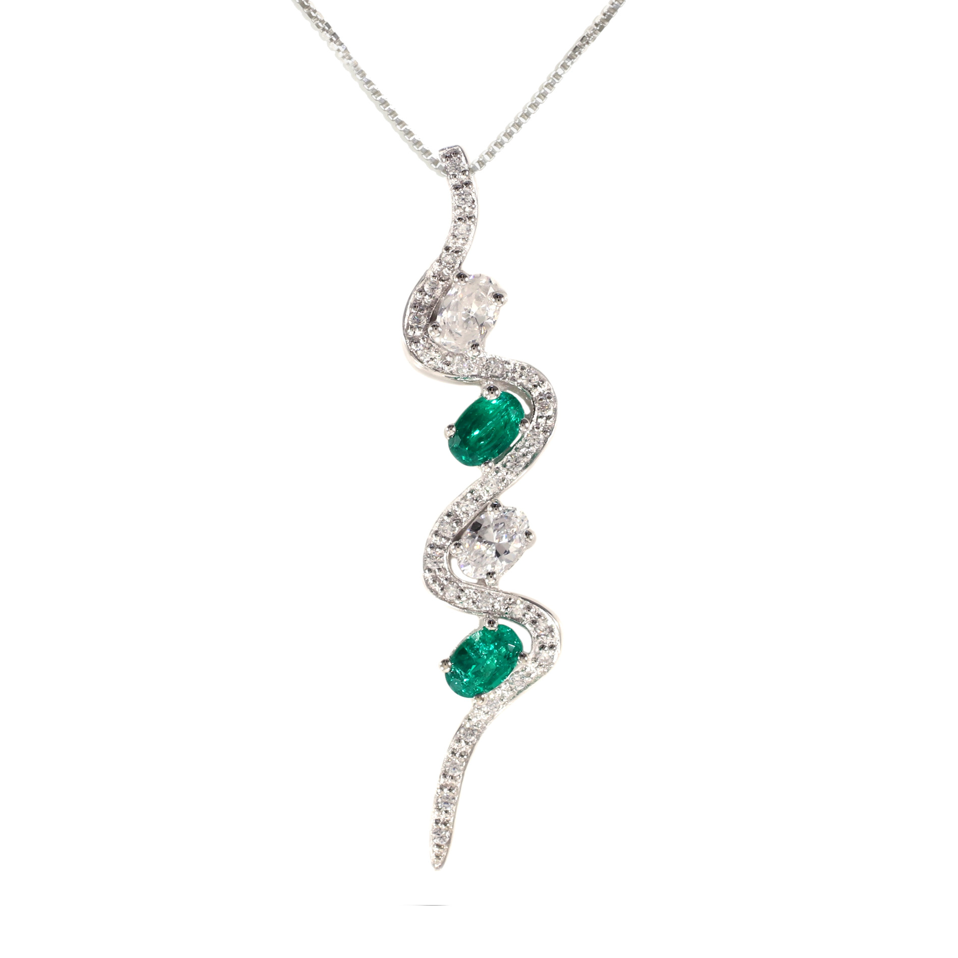 Emerald Platinique Swish Pendant